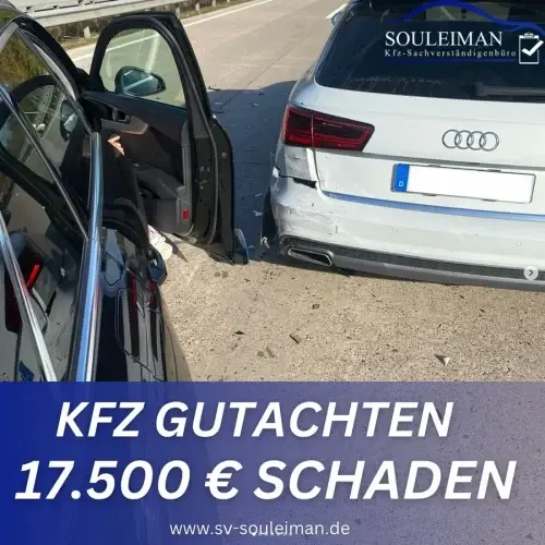 Unfallgutachten Audi A6 - 17.500 Euro Schadenssumme nach Verkehrsunfall, KFZ-Sachverständiger Souleiman