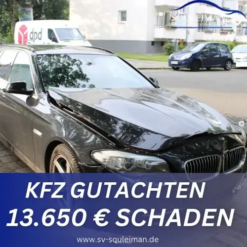 KFZ-Gutachten für schweren Unfallschaden an einem BMW - 13.650 Euro Schadenssumme, begutachtet durch Sachverständigenbüro Souleiman