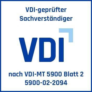 VDI-Siegel: VDI-geprüfter Sachverständiger nach VDI-MT 5900 Blatt 2, Siegel-Nr. 5900-02-2094 - erteilt an Hassan Souleiman persönlich